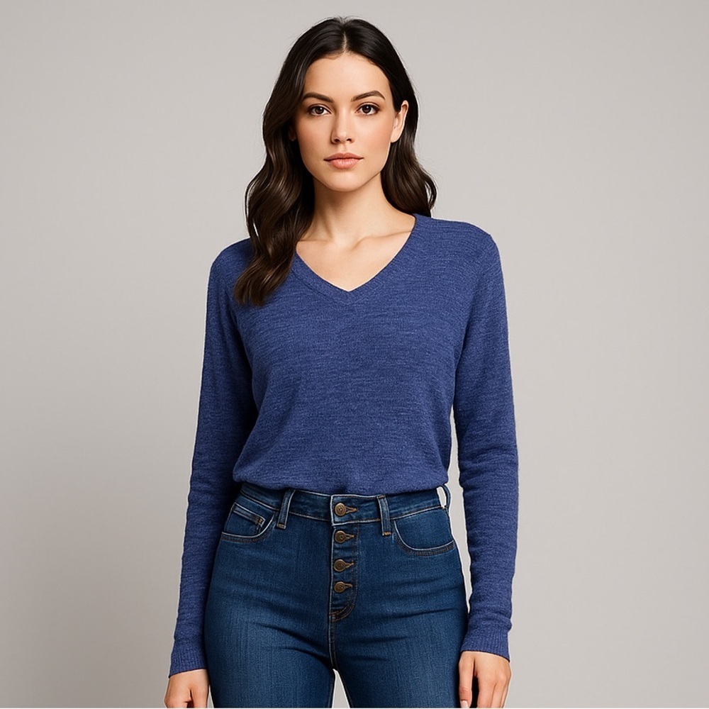 Calvin Klein Deep Blue V-Neck Blouse